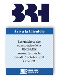 Haïti - AVIS : La BRH s’oppose à la fermeture des banques ce mardi...