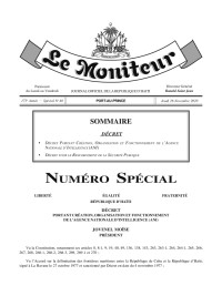 Haiti - Politic : Decree on the creation of the Haitian Intelligence Agency