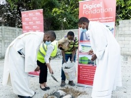 iciHaïti - Digiciel : Pose de la première pierre de l’Institution Mixte Notre Dame de l’Assomption